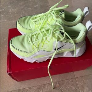 Nike Women's Neon Green and White Sneakers